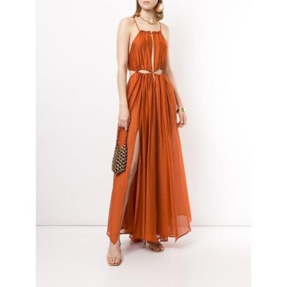 Cult Gaia Thera Gown Amber Bronze - Cutout Sexy Vacation Goddess Maxi Dress NEW